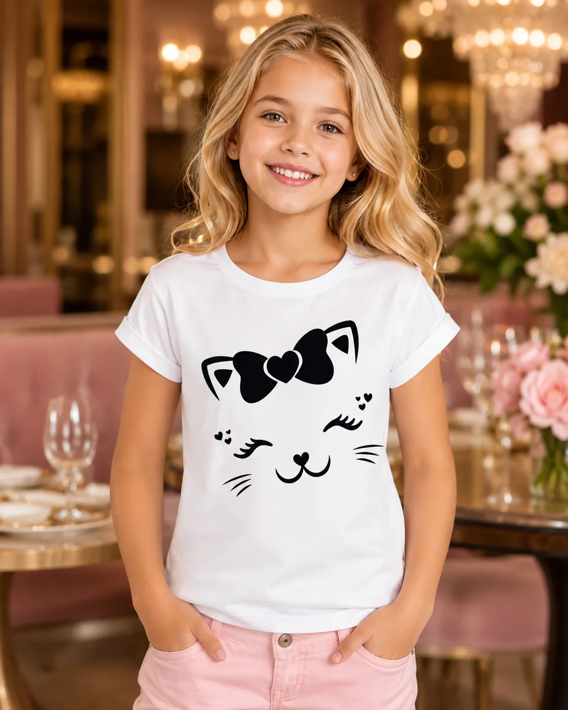 Blusa Niña Gatita con Lazo